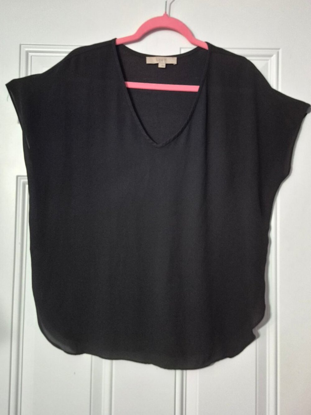 Black V neck Pullover Top. LOFT. Large